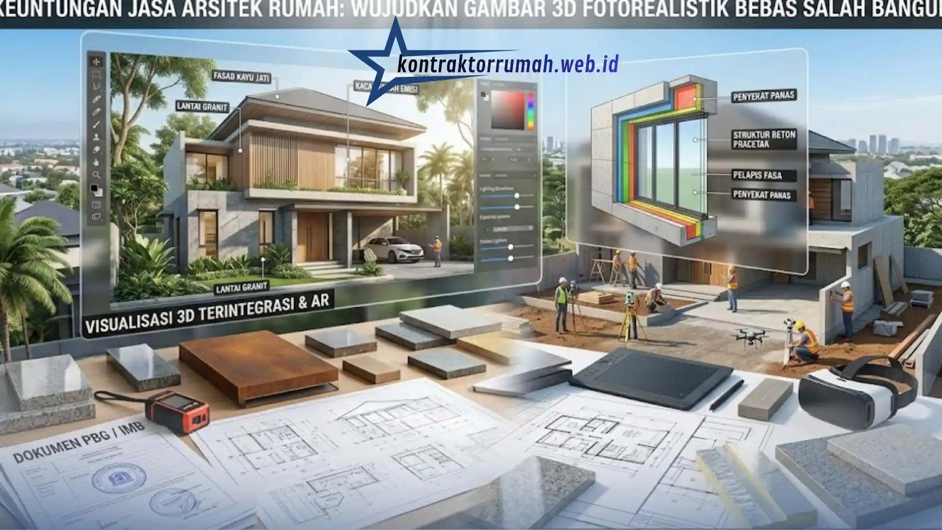 Desain 3D Arsitektur Detail Material dan Dokumen PBG