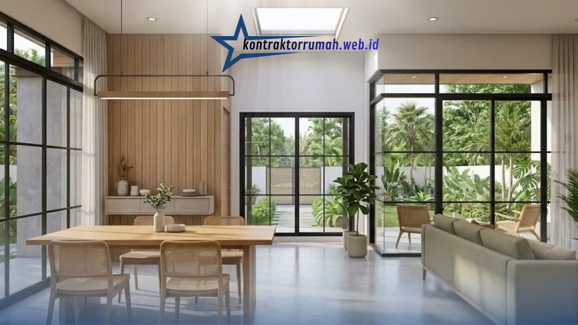 Desain interior rumah minimalis gaya Japandi dengan material kayu dan rotan