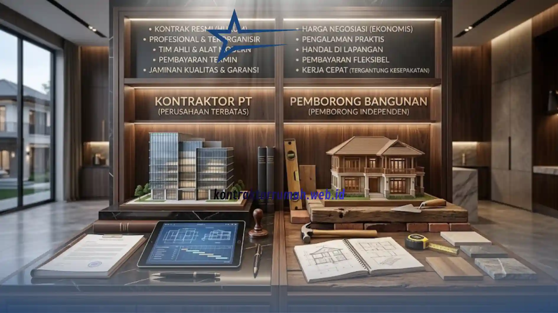 Perbandingan kontraktor PT dan pemborong