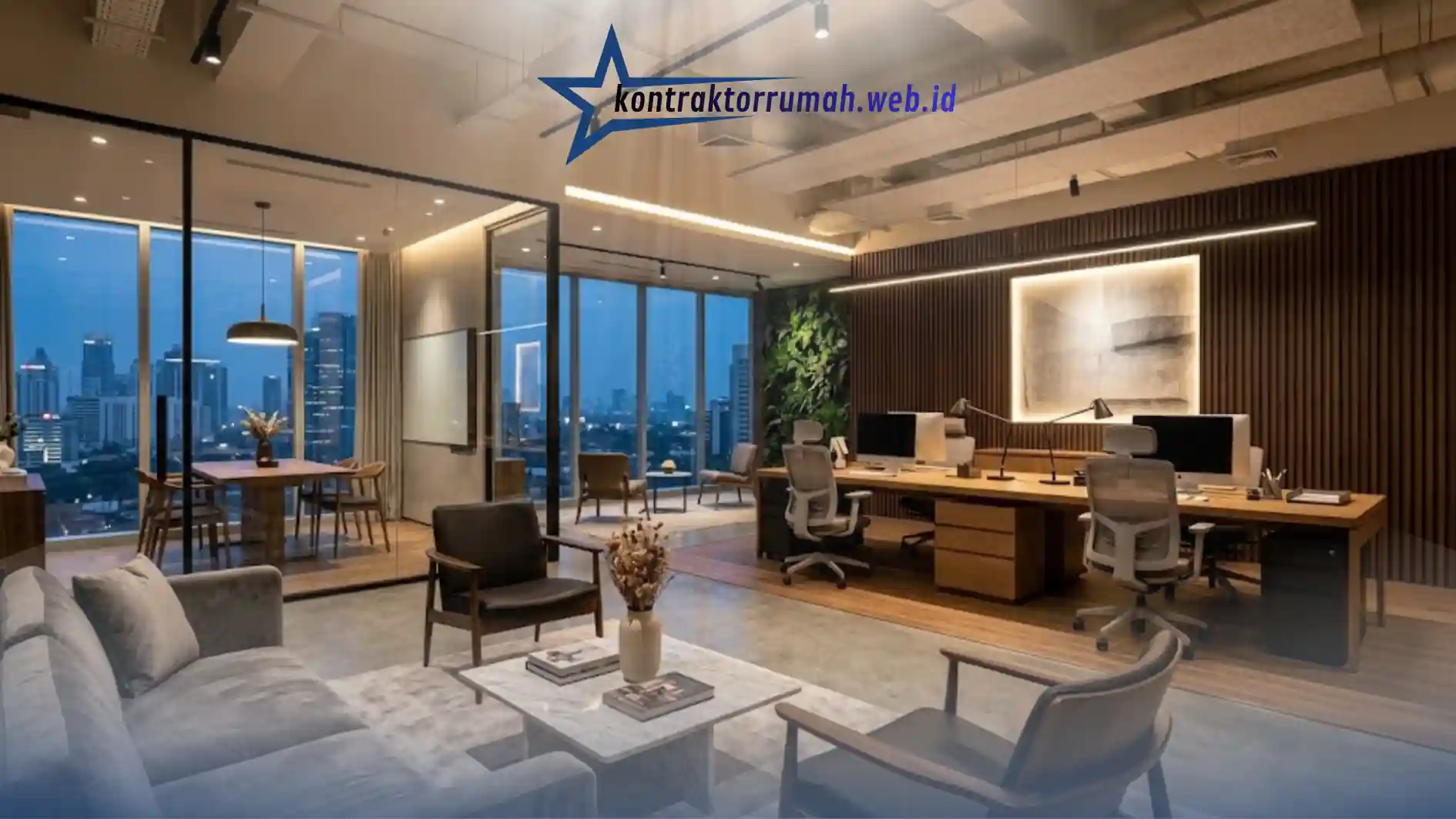 Desain interior kantor minimalis di dalam ruko