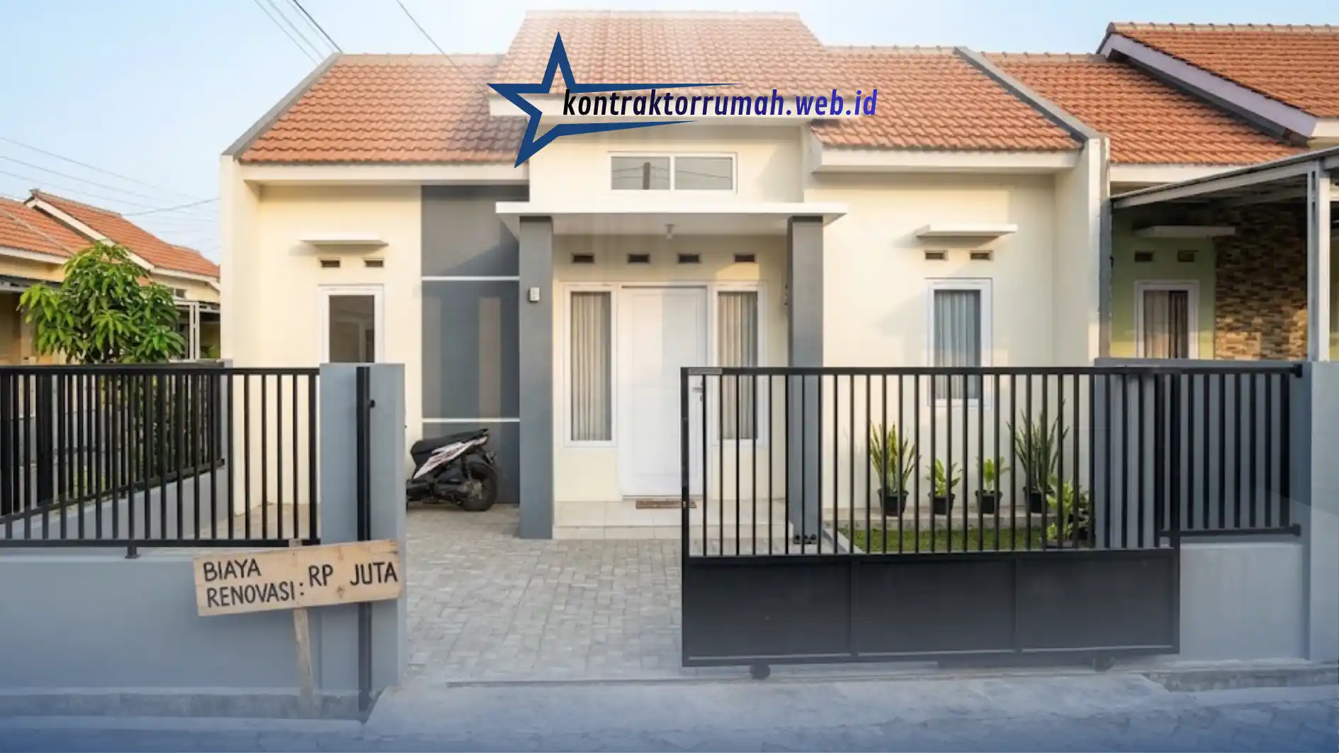 Tampak depan renovasi pagar rumah subsidi type 36 dan estimasi biaya